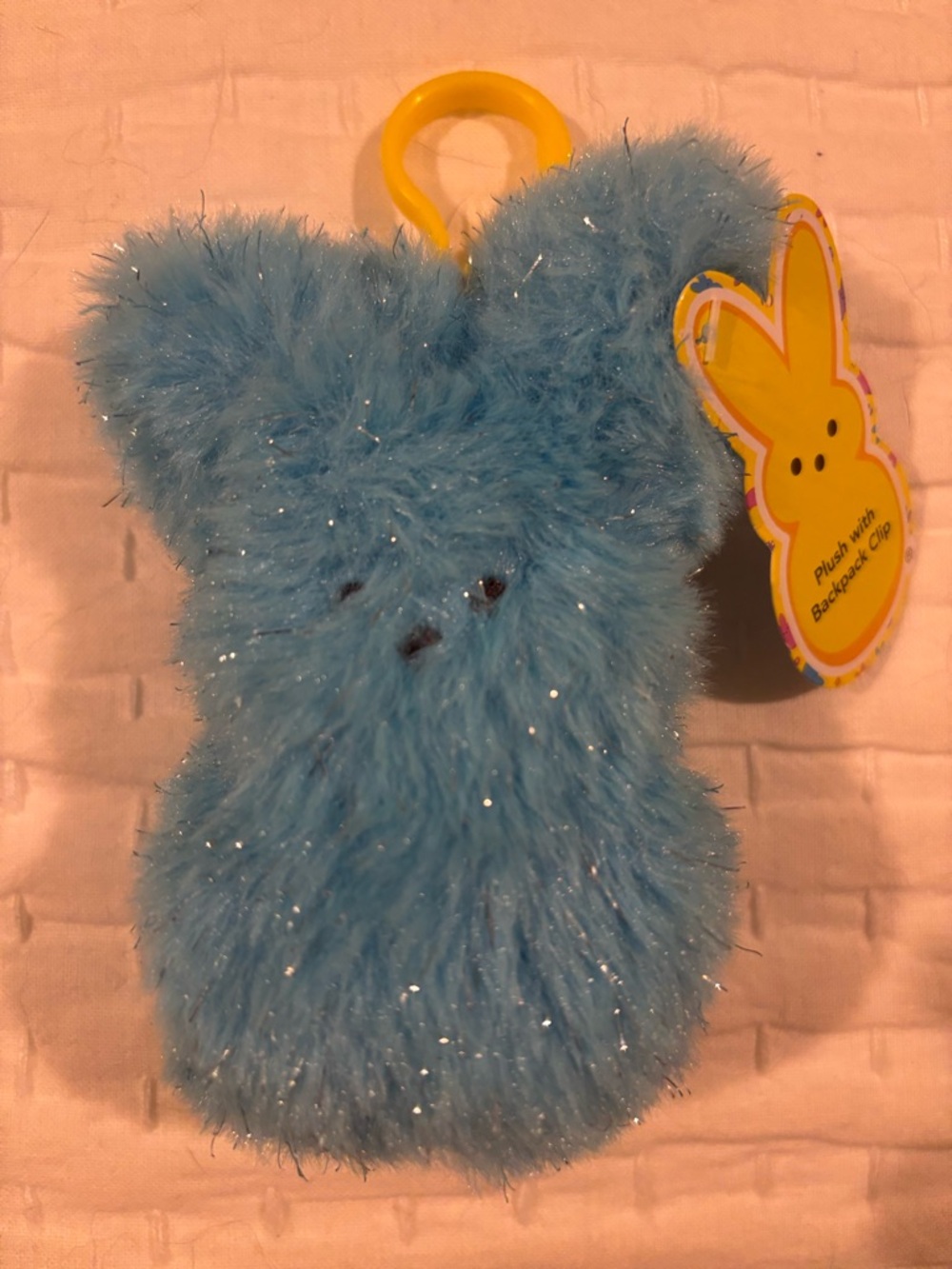 PEEPS Blue Fuzzy Bunny Plush Backpack Hanger